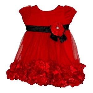 Nannette Baby Red Party Floral Tutu Dress 3-6 months